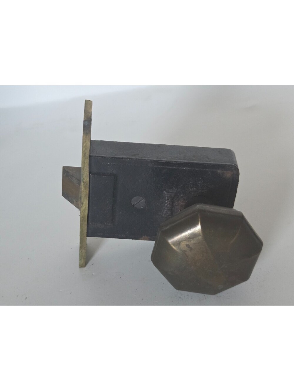 Russwin Mortise Lockset With Octagonal Brass Door Knob And Brass Faceplate